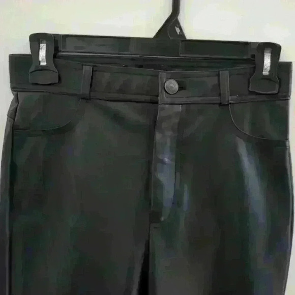 ZARA | Women's Black Faux Leather High Waisted Fleece Lined  Pants - Picture 2 of 6